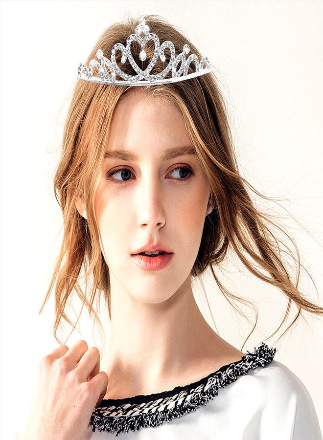 Siutaga 6 Pieces Princess Crowns for Little Girls Rhinestone Queen Crowns Bouquets Bling Tiara Headband Silver Hair Jewelry Accessories for Women Senior Birthday Wedding Prom Bridal Valentine Party Decor - Image 3